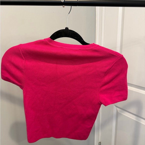 Zara Pink Short Sleeve Crop Top - Picture 3 of 3